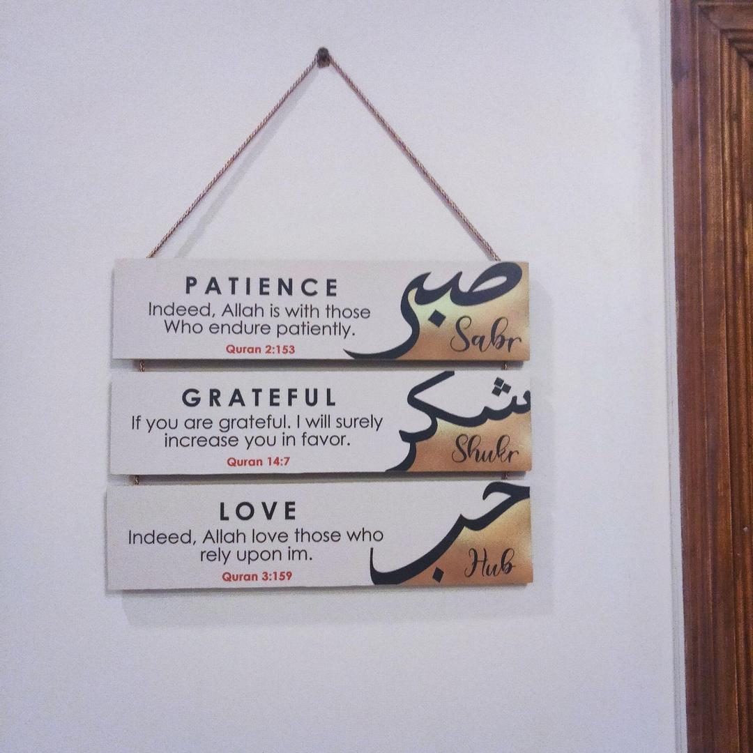 Multicolor 3D Calligraphy Wall Hanging - 3 Pcs