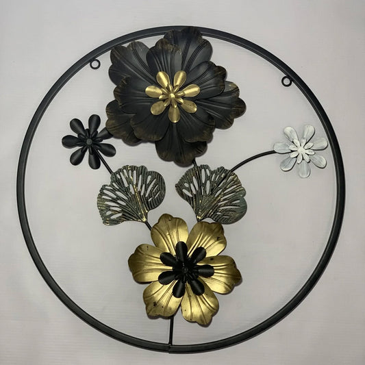 Round Golden Metal Flower Frame