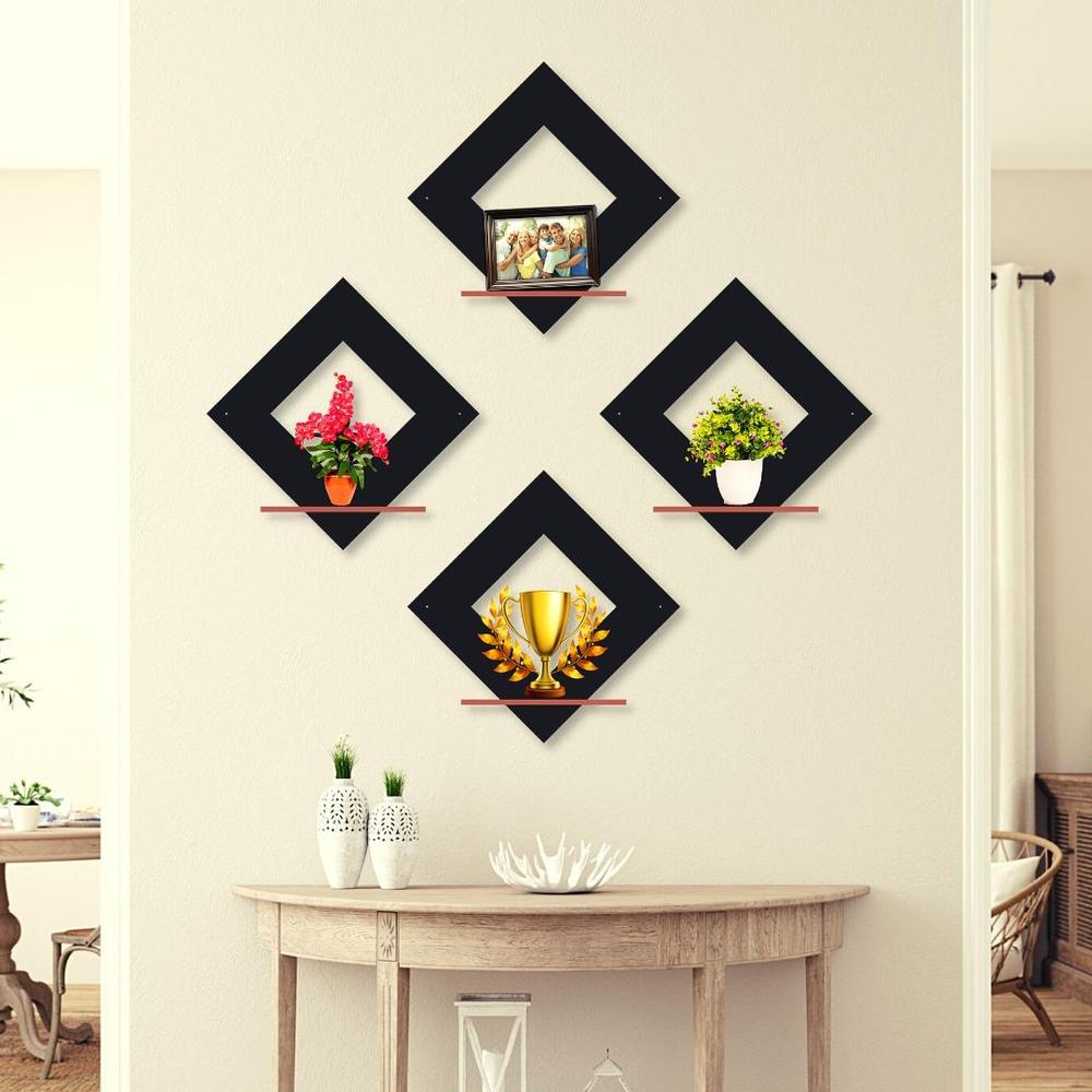 Diomond Wall Hanging Shelves, Pack of 4